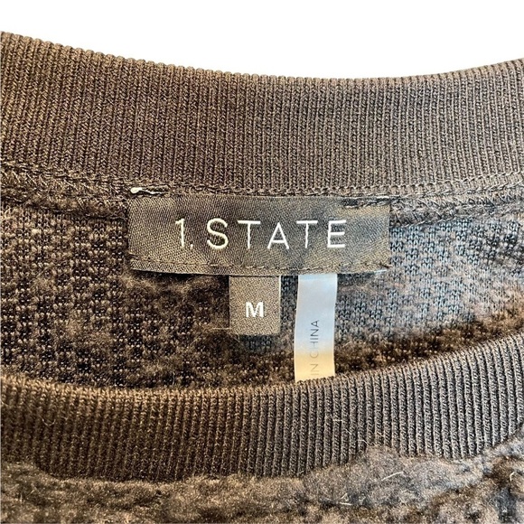 1. State Teddy long Sleeve Crewneck Pullover Rich Black and Silver Medium New - Picture 4 of 7